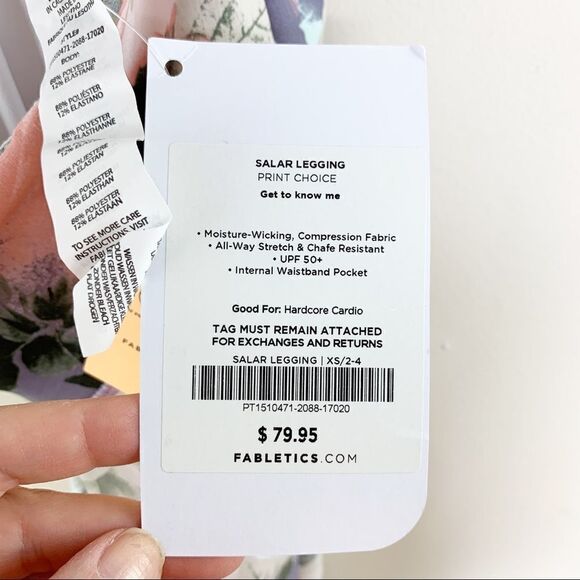 Fabletics Salar Floral Power Hold Active Leggings NWT XS Pink Gray - Picture 6 of 12
